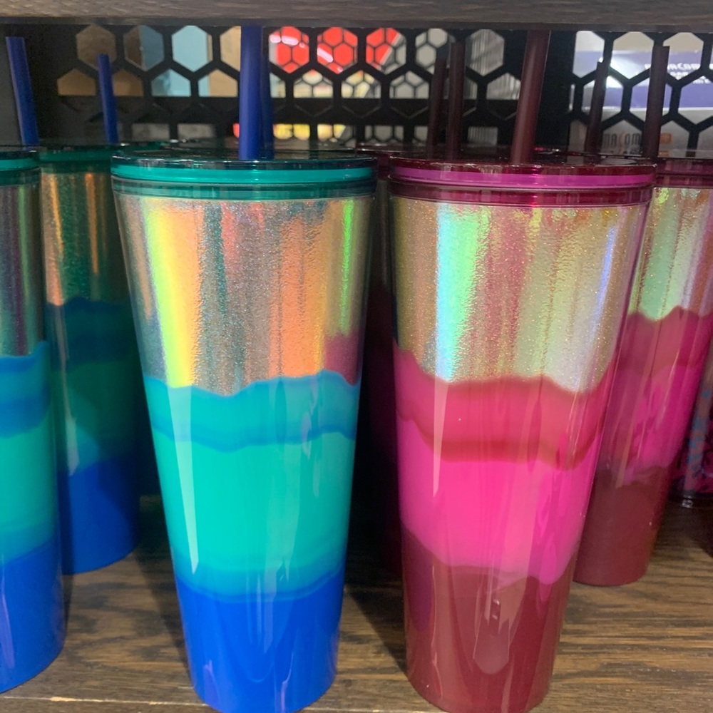 Starbucks Ombre Mint Gold Glitter Wave Tumbler Cup 24oz High Polished NWT 2022 - Picture 6 of 11